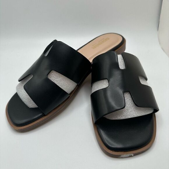 CUSHIONAIRE Women's slide sandal +Memory Foam 7 WIDE BLACK - Picture 7 of 7